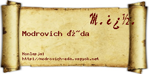 Modrovich Éda névjegykártya